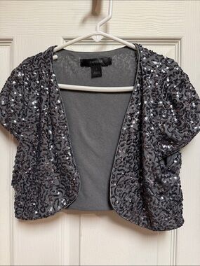 Express Sequined Short Sleeve Bolero - Gray